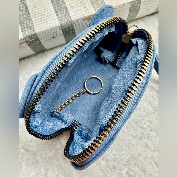 New Blue Elephant Faux Leather Zippered Coin Purse Bag Wristlet - 4.5” x 3” - Picture 7 of 7